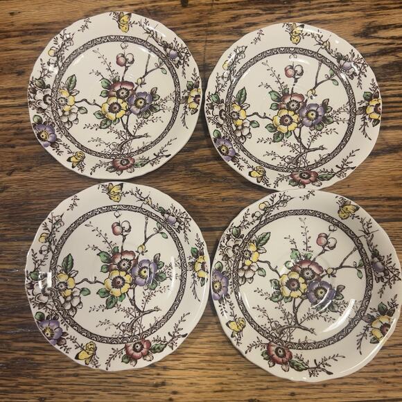 8 sets - 16 Pc - Alfred Meakin Medway dark brown Floral Cups & Saucers BUTTERFLY - Picture 10 of 16